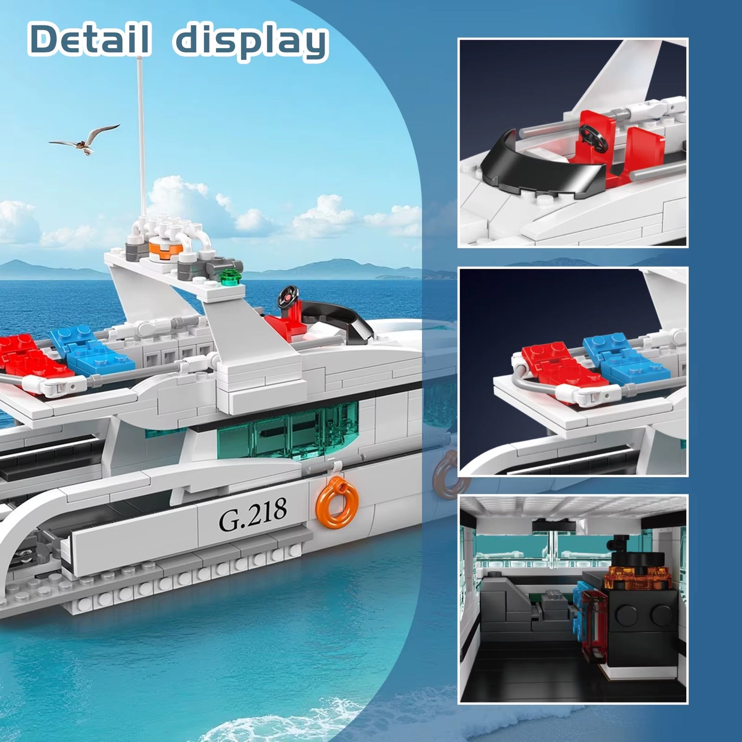 MOULDKING Yacht/Fishing Boat Model Building Blocks Set - Educational Technocal Bricks Assembly Kit for Kids Gift 10185 10218