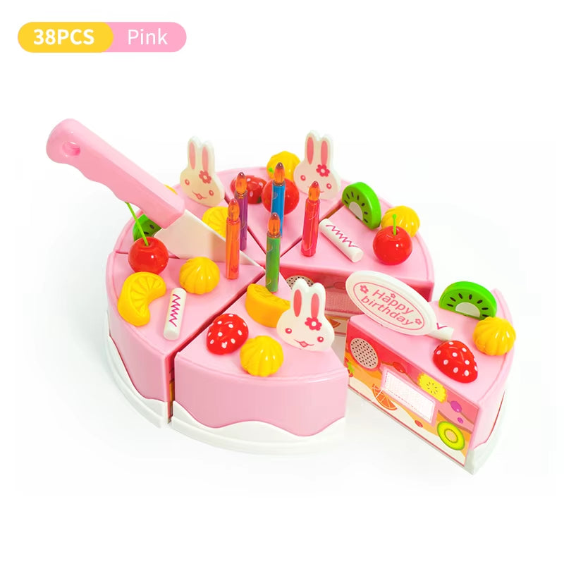 Girl Toy Cake DIY Minature Food Tea Set Simulation Pretend Play Kitchen Kid Cut Game Education Children Toys for 3 Year Birthday