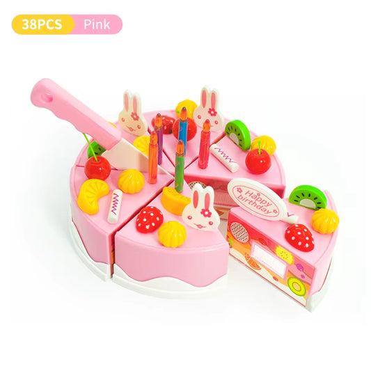 Girl Toy Cake DIY Minature Food Tea Set Simulation Pretend Play Kitchen Kid Cut Game Education Children Toys for 3 Year Birthday