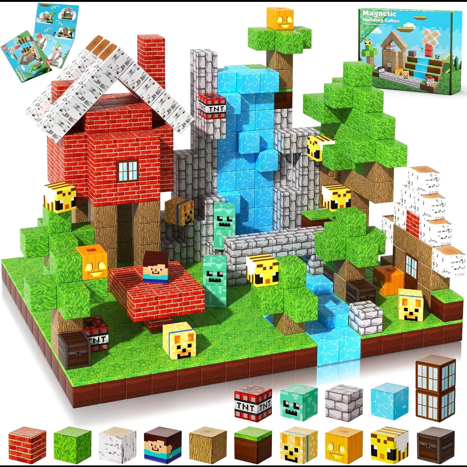 Magnetic Building Blocks Mine World Magnetic Forest House Brick Cube Toys Set STEM Sensory 2025 Best Gift for 3+ Boy Girl Kid