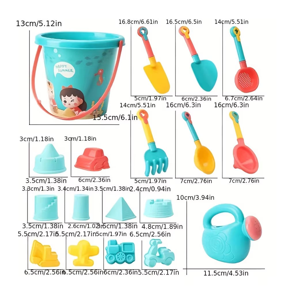 18PCS Beach Sand Toy Set, Durable Plastic, Summer Pool Beach Game Set, Outdoor Sand Play Tools for Boys and Girls, Great Holiday