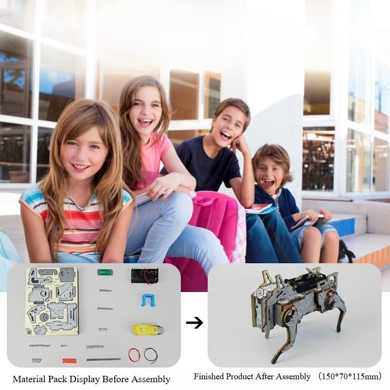 Voice Control Mechanical Dog STEM Kit DIY Wooden Science Toy Educational Building Project for Kids Classroom Learning Tool