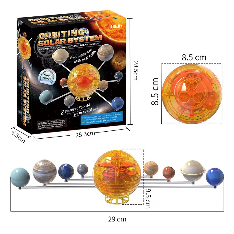 Children'S Senses STEM Kit Build a Rotating Solar System Model Planets Revolve Using a Windup Motor Student DIY Puzzle Toys