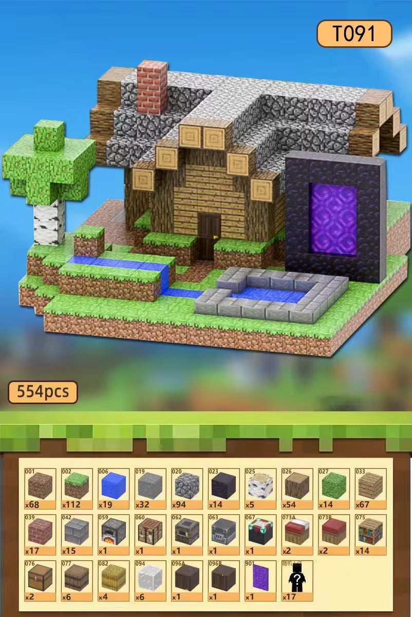 Magnetic Building Blocks Mine World Magnet Cube Set for Boy Girl Kid Age 3+ DIY Model Children Stem Montessori Sensory Toys Gift