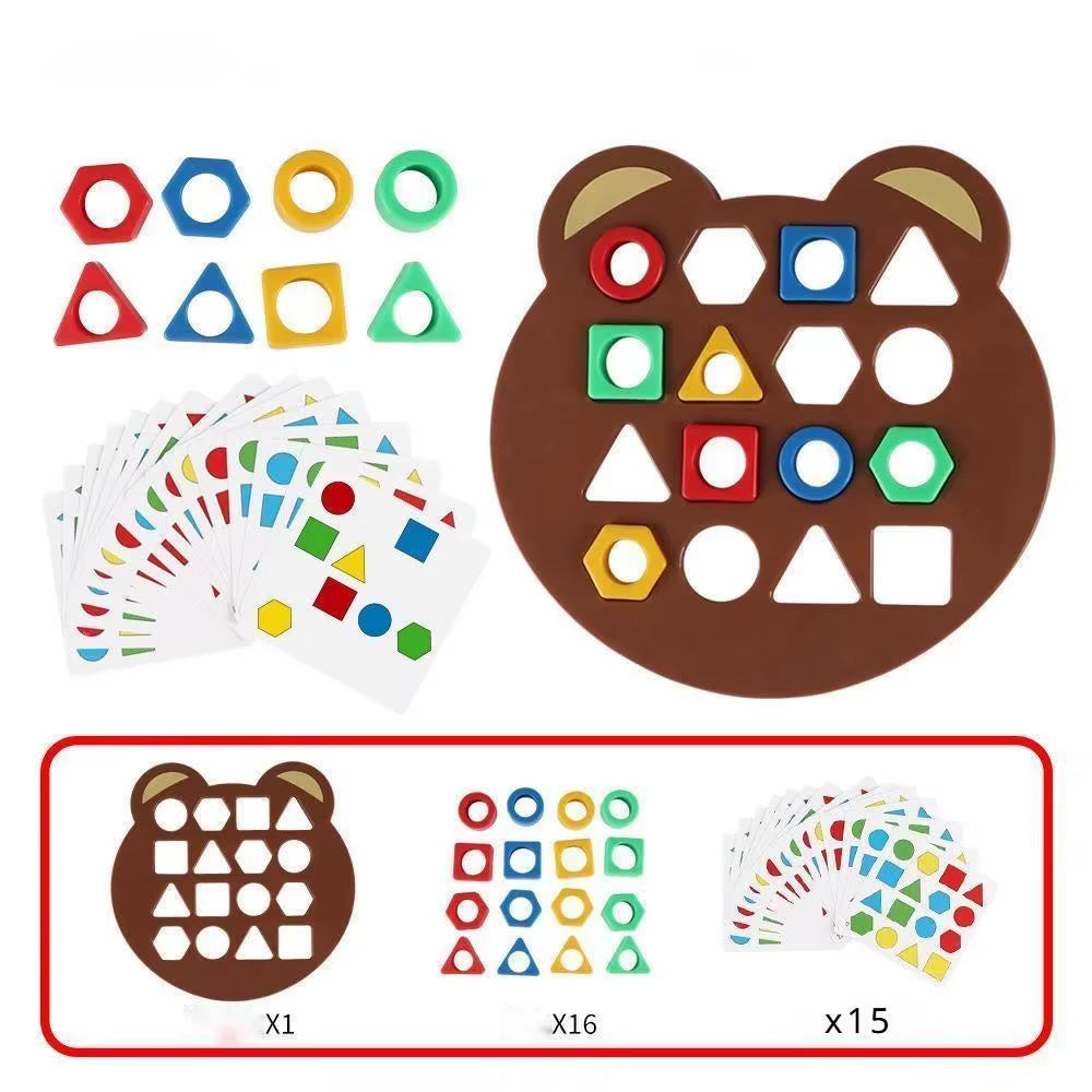 DIY Geometric Shape Color Matching 3D Puzzle Baby Montessori Learning Educational Interactive Battle Game Toys for Children Gift