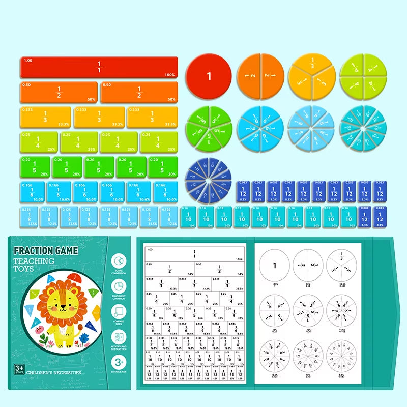 Magnetic Fraction Learning Base for Lower Grade Math - Cognitive Calculation Nuclear Denominator Operation Teaching Tool