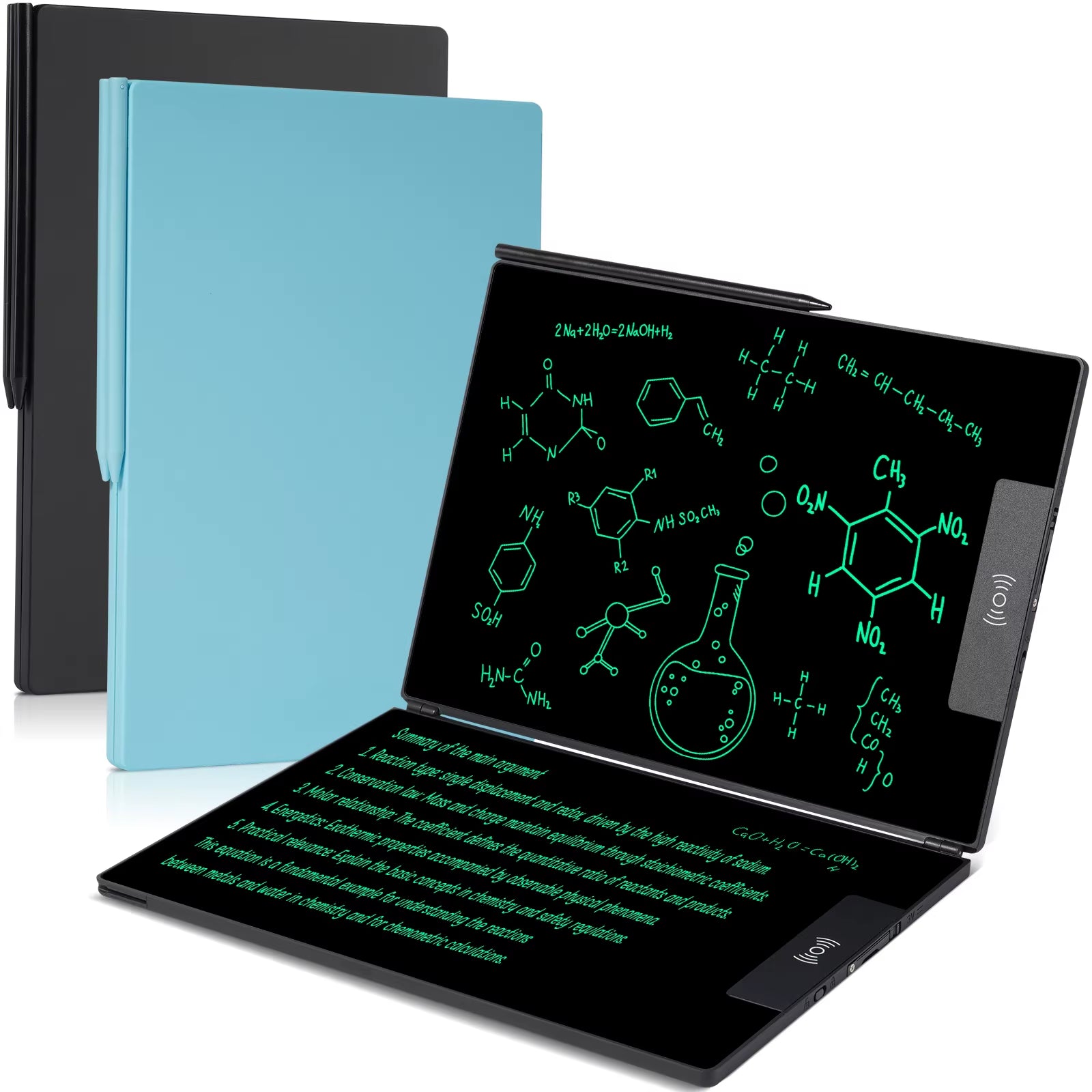 14.3-Inch Folding LCD Handwriting Writing Tablet with Split Screen, Erasable Electronic Drawing Board and Note Book