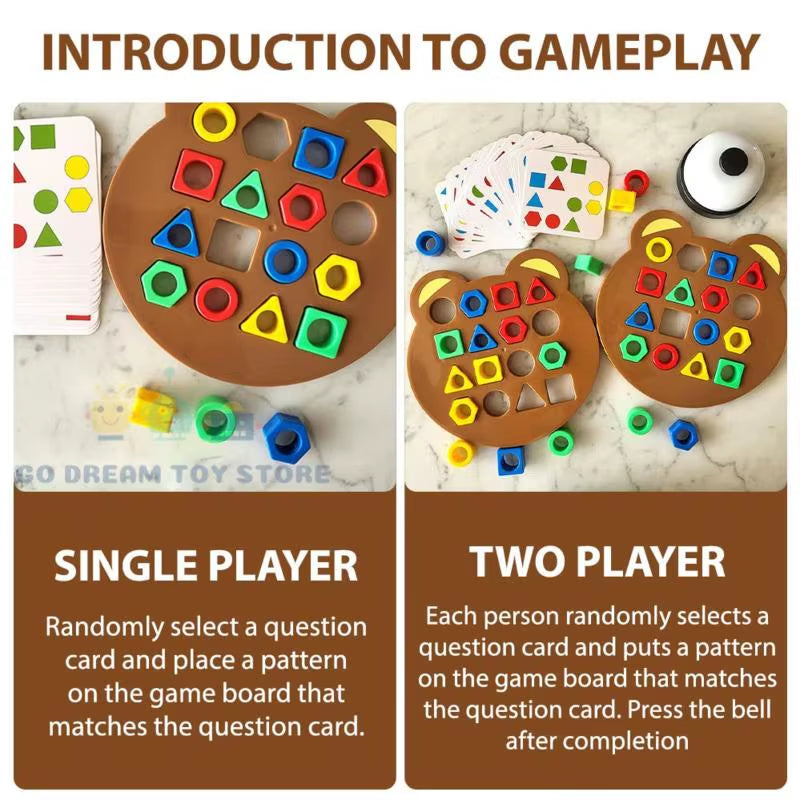 DIY Geometric Shape Color Matching 3D Puzzle Baby Montessori Learning Educational Interactive Battle Game Toys for Children Gift