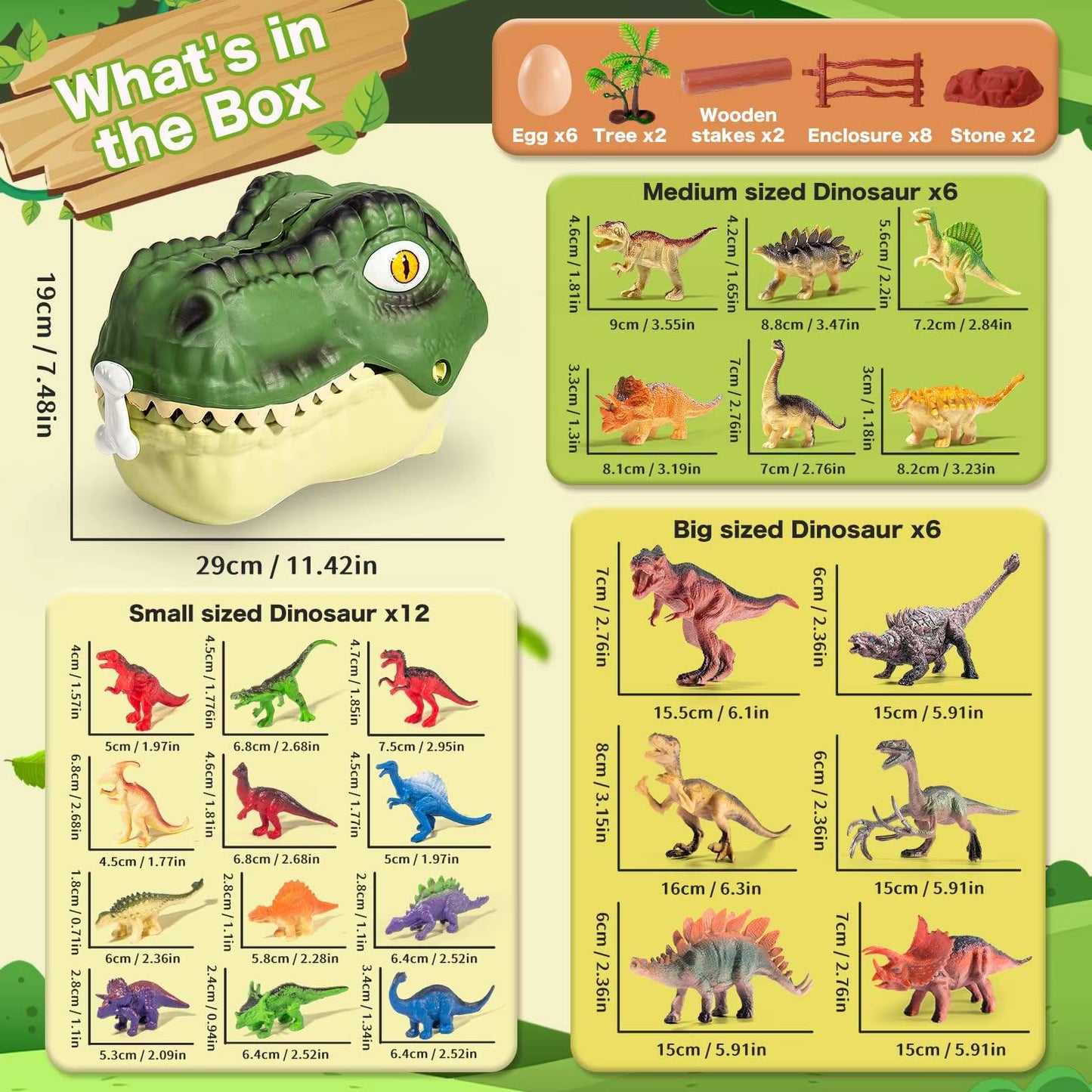 46 Pcs Dinosaur Toy, Dinosaur Figurines Includes Dino Aufbewahrungsbox, the World of Dinosaurs Toys, Toys Gift for Kids