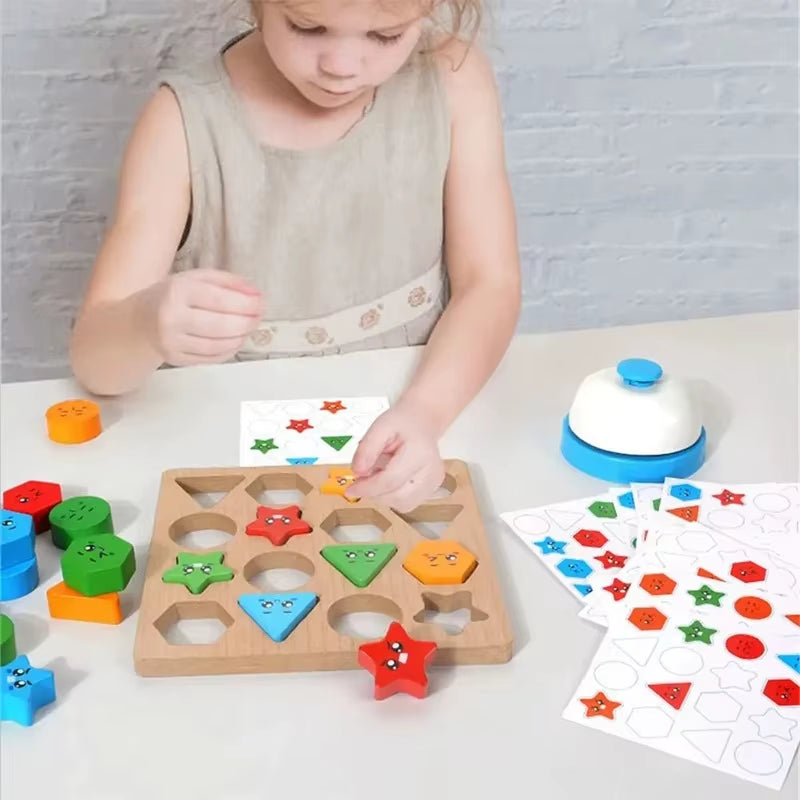 Montessori Shape Recognition Matching Toys Geometric Embedded Board Puzzle Finding Position Kindergarten Enlightenment Teaching