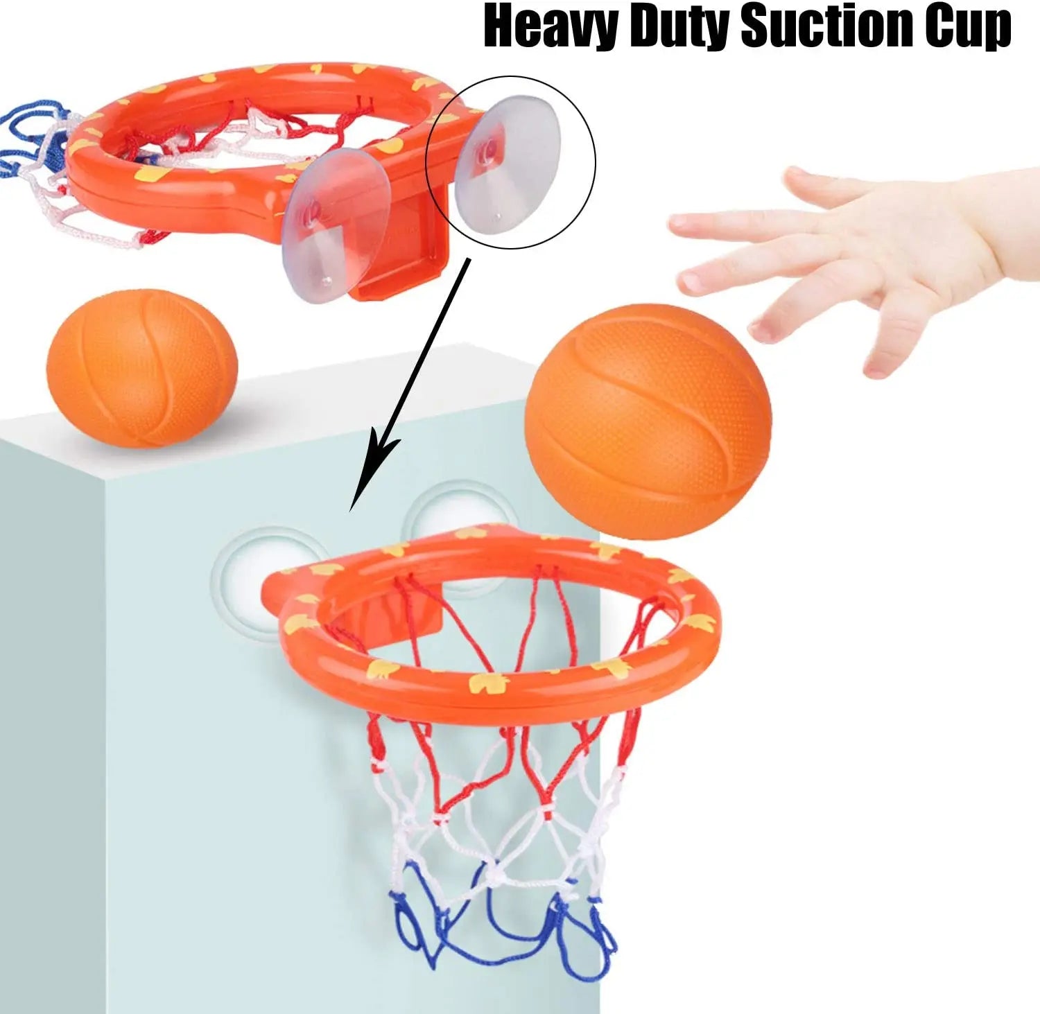 4Pcs Bathroom Shooting Game Toy Bathtub Basketball Hoop Set Fun Kids Bath Toys with 3 Balls Gift for Toddler Kids Children Baby