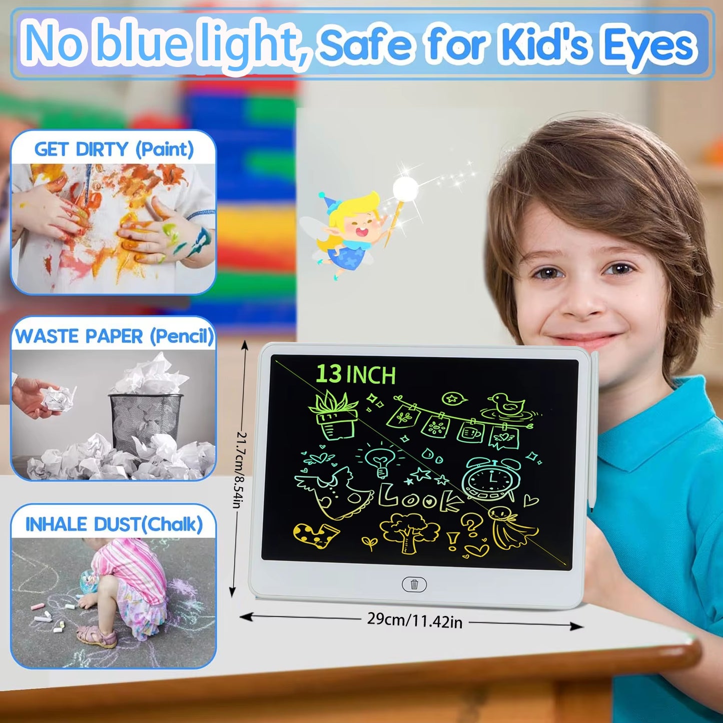 16/13/11 Inch LCD Writing Board Drawing Tablet Kids Writing Painting Children Educational Toys for 3 4 5 6 7 8 Years Girls Boys