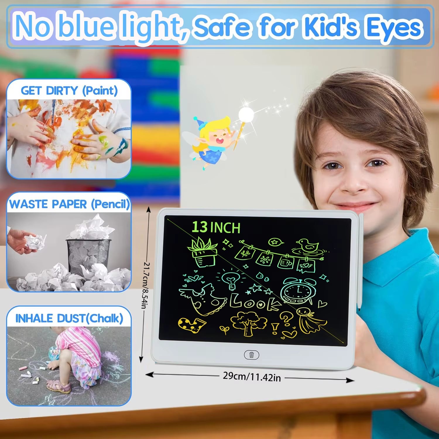 16/13/11 Inch LCD Writing Board Drawing Tablet Kids Writing Painting Children Educational Toys for 3 4 5 6 7 8 Years Girls Boys