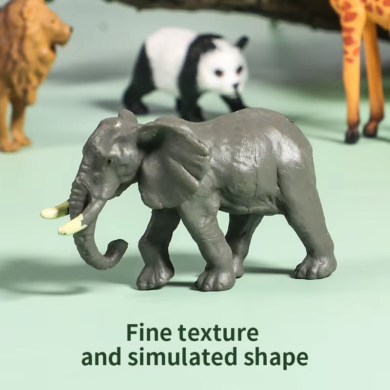 12Pcs Mini Small Wild Jungle Zoo Animal Model Elephant Giraffe Tiger Panda Lion Figures Collection Educational Toy for Kid Gift