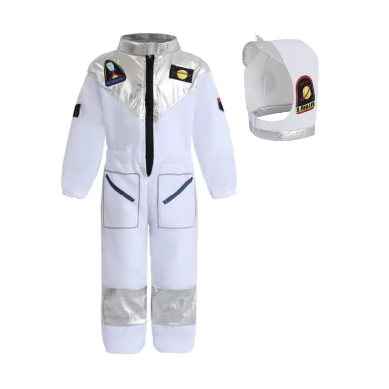 Boy'S Cartoon Astronaut Cosplay Costume, Halloween Dress up One-Piece Jumpsuit & Hat, Kid'S Dress up Outfit for Carnival Party