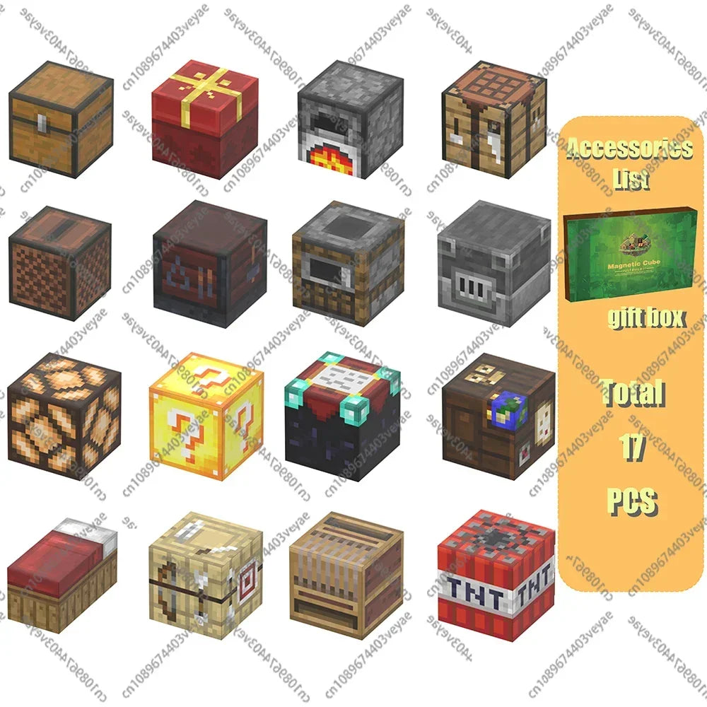 Magnetic Building Blocks Mine World Magnet Cube Set for Boy Girl Kid Age 3+ DIY Model Children Stem Montessori Sensory Toys Gift