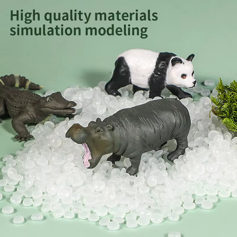 12Pcs Mini Small Wild Jungle Zoo Animal Model Elephant Giraffe Tiger Panda Lion Figures Collection Educational Toy for Kid Gift