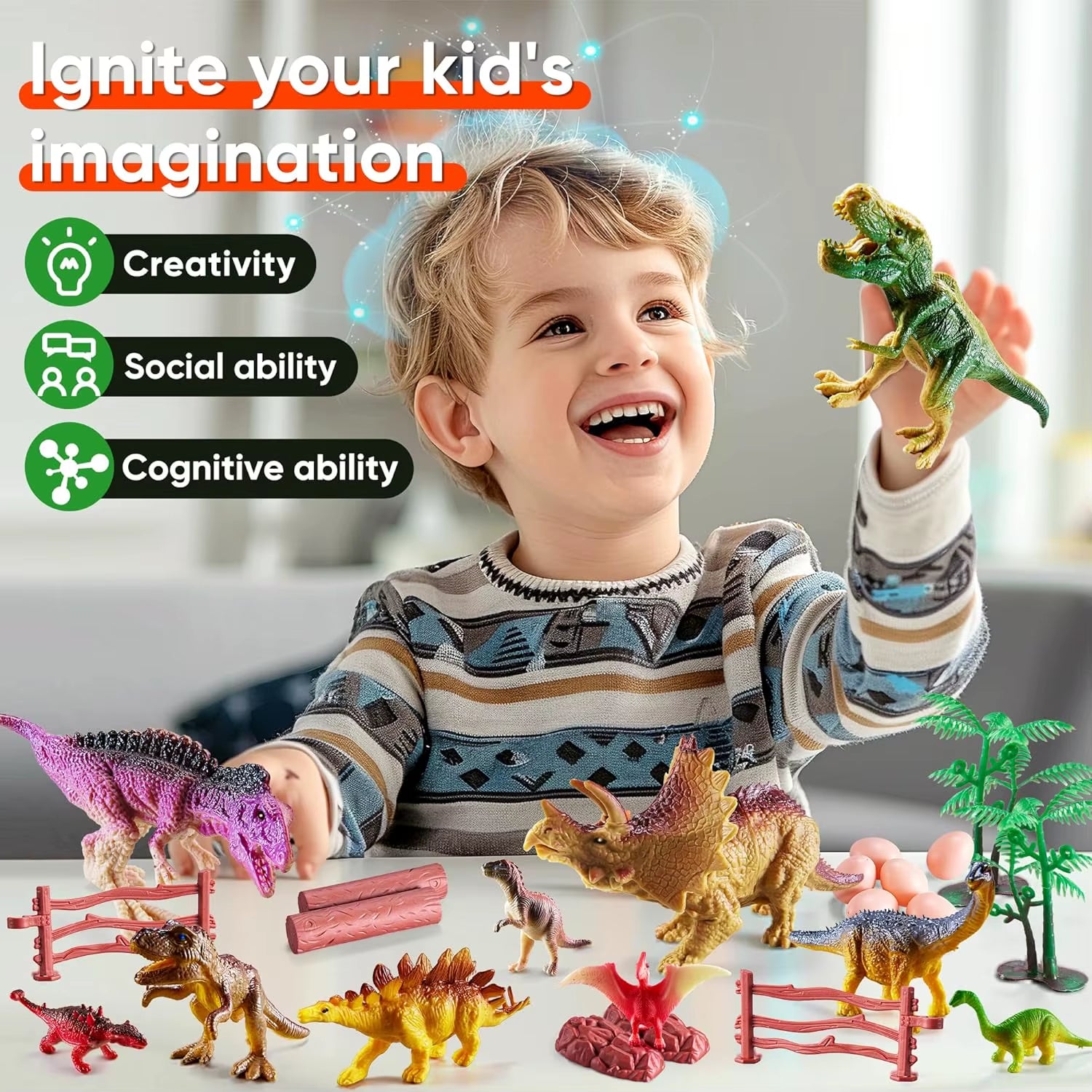 46 Pcs Dinosaur Toy, Dinosaur Figurines Includes Dino Aufbewahrungsbox, the World of Dinosaurs Toys, Toys Gift for Kids
