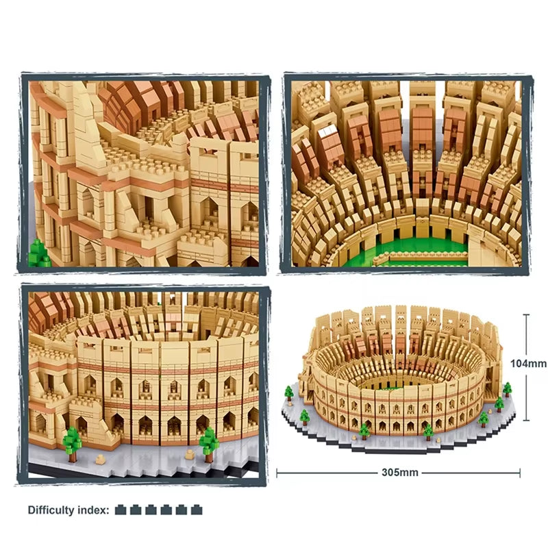 Euro Constrution Roma Colosseum Micro Mini Building Blocks for Adult Child Toys Set Arc Triomphe Louvre Big Ben Brick