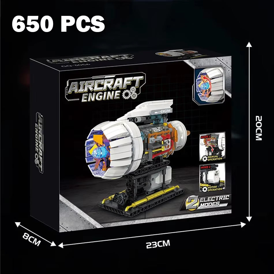 3056 Aircraft Engine 650PCS Model Building Blocks Set Technical Electrically Driven MOC Educational Toys Kids Christmas Gifts