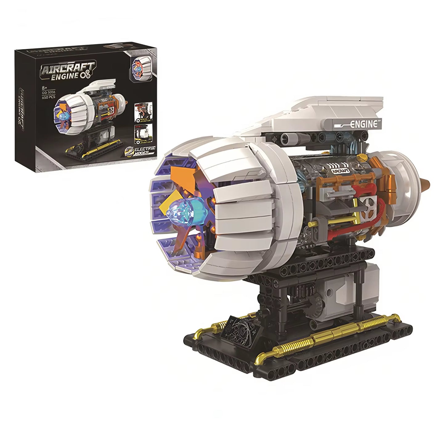 3056 Aircraft Engine 650PCS Model Building Blocks Set Technical Electrically Driven MOC Educational Toys Kids Christmas Gifts