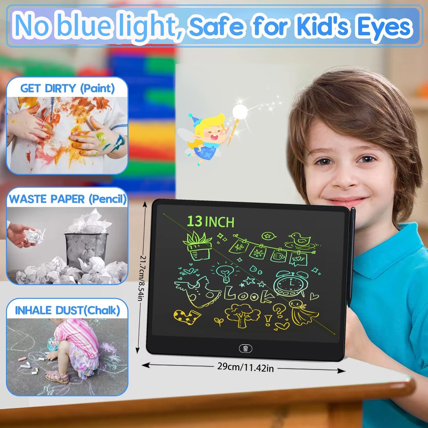 16/13/11 Inch LCD Writing Board Drawing Tablet Kids Writing Painting Children Educational Toys for 3 4 5 6 7 8 Years Girls Boys