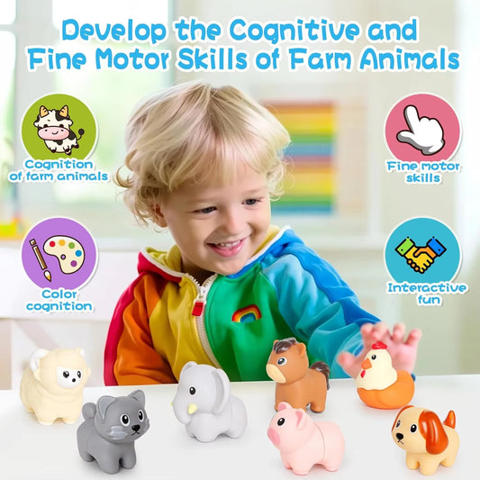 10PCS Educational Farm Animal Matching Toys Counting Color Sorting Animal Recognition Fine Motor Skills Hand-Eye Coordination