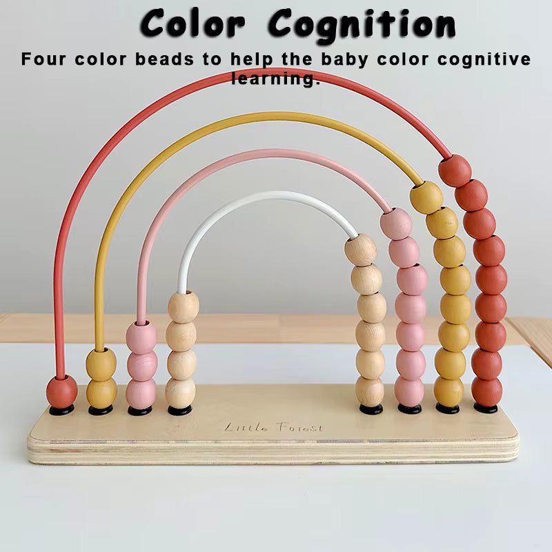 Wooden Account for Children Counting Learning Toys Numbers Arithmetic Calculation Rainbow Beads Puzzle Montessori Education Toy