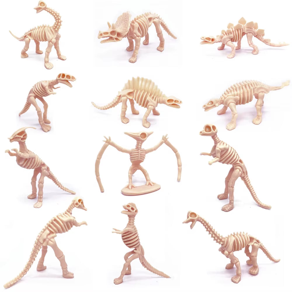 12Pcs/Set Updated Simulated Dinosaurs Skeleton Toy Model Realistic Animals Brachiosaurus Rex Toys for Children Christmas Gifts
