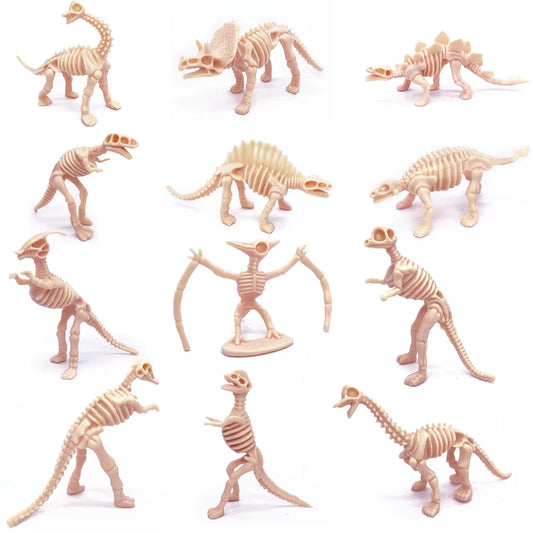 12Pcs/Set Updated Simulated Dinosaurs Skeleton Toy Model Realistic Animals Brachiosaurus Rex Toys for Children Christmas Gifts