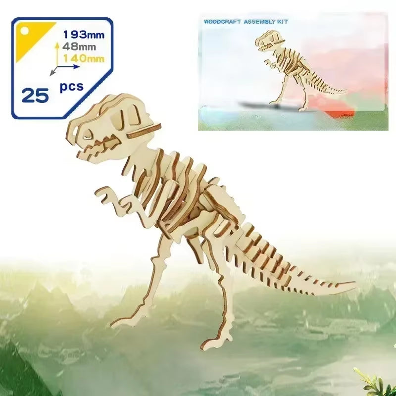 Wooden Dinosaur Model Building Kits DIY 3D Mini Wooden Bicycle Model Children'S Toys Craft Accessories Assembly Kit Children'S