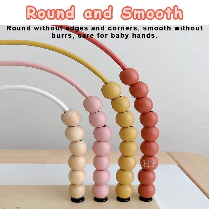 Wooden Account for Children Counting Learning Toys Numbers Arithmetic Calculation Rainbow Beads Puzzle Montessori Education Toy