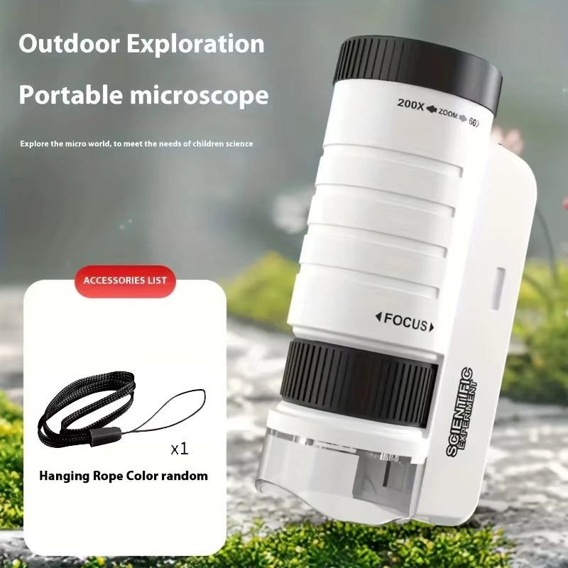Microscope Portable Handheld STEM Toy for Kids Adults, Mini Microscope for Student Science Lab