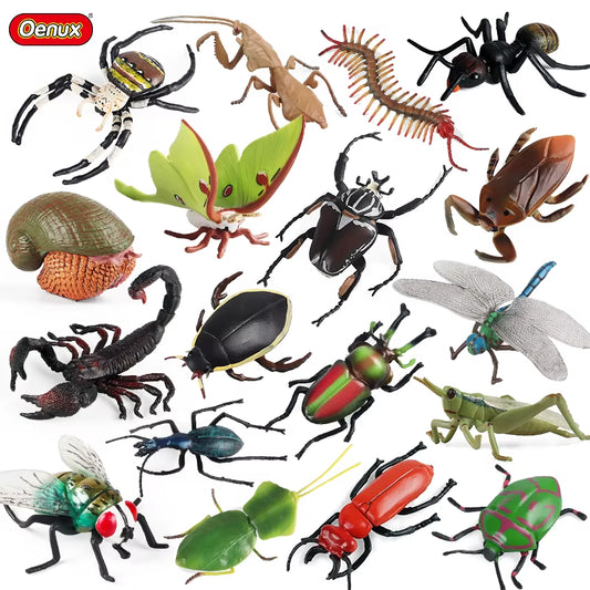 New Insect Animals Model Butterfly Bee Dragonfly Mantis Ant Snail Action Figures Jouet Collection Decor Kids Education Toy