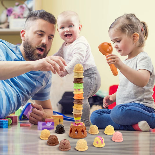Children Simulation Food Kitchen Toy Ice Cream Stack up Play Kids Pretend Play Toys Educational Toys for Baby Gifts