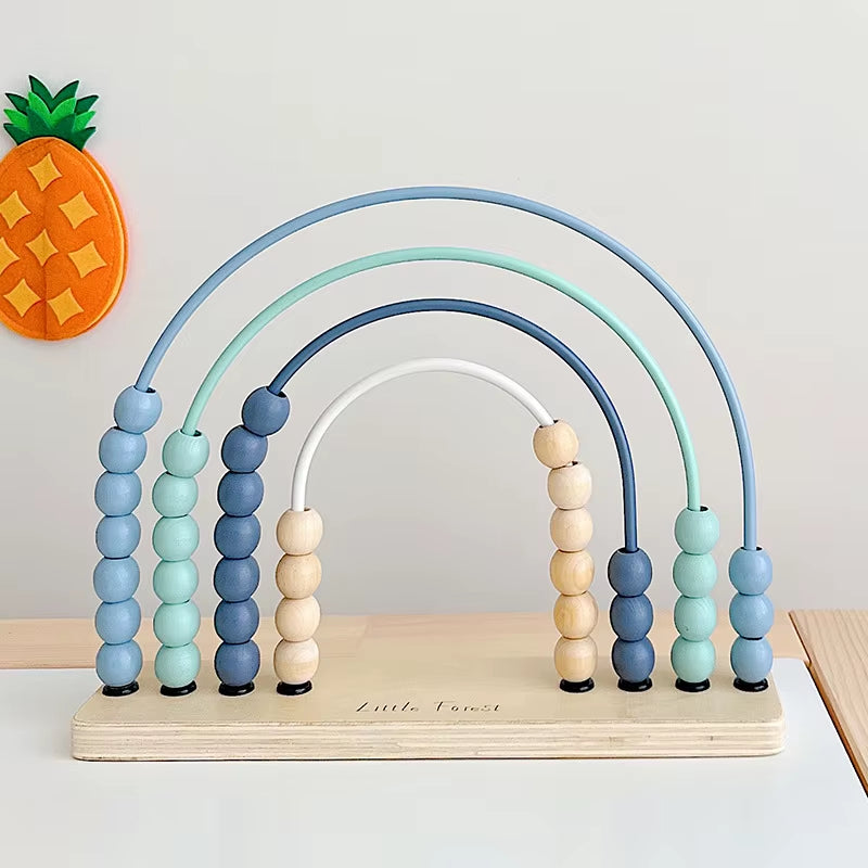 Wooden Account for Children Counting Learning Toys Numbers Arithmetic Calculation Rainbow Beads Puzzle Montessori Education Toy
