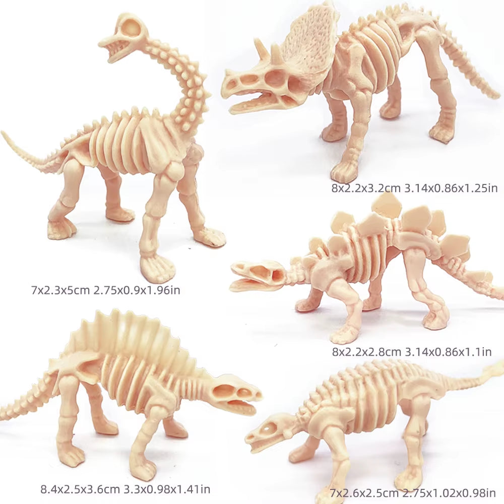 12Pcs/Set Updated Simulated Dinosaurs Skeleton Toy Model Realistic Animals Brachiosaurus Rex Toys for Children Christmas Gifts