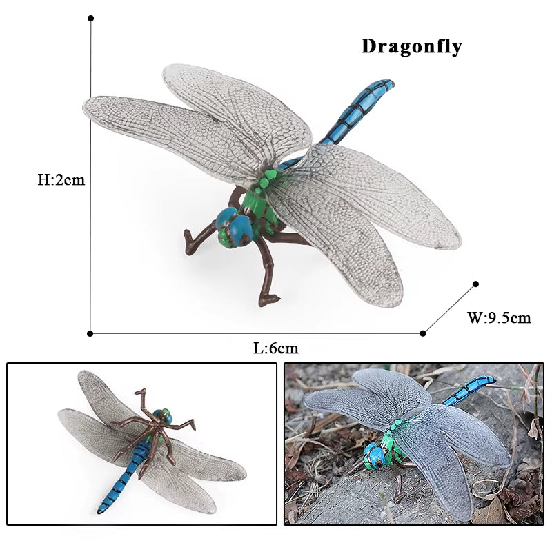 New Insect Animals Model Butterfly Bee Dragonfly Mantis Ant Snail Action Figures Jouet Collection Decor Kids Education Toy