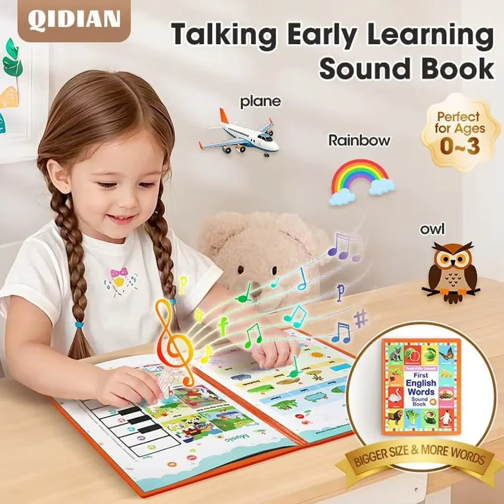 English Learning Talking Book Speech & Early Literacy Tool Interactive Audio Sound Books for Educational Language for Toddlers