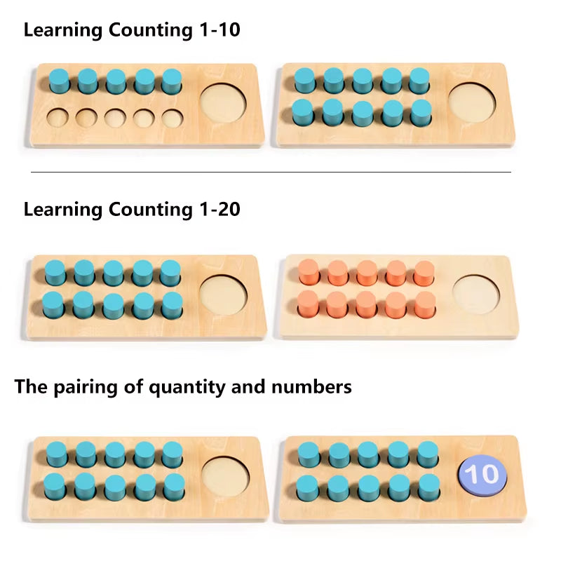 Wooden Ten Frame Sets Toy, Learning Counting and Number, Addition and Subtraction, Mathematics Learning Toy