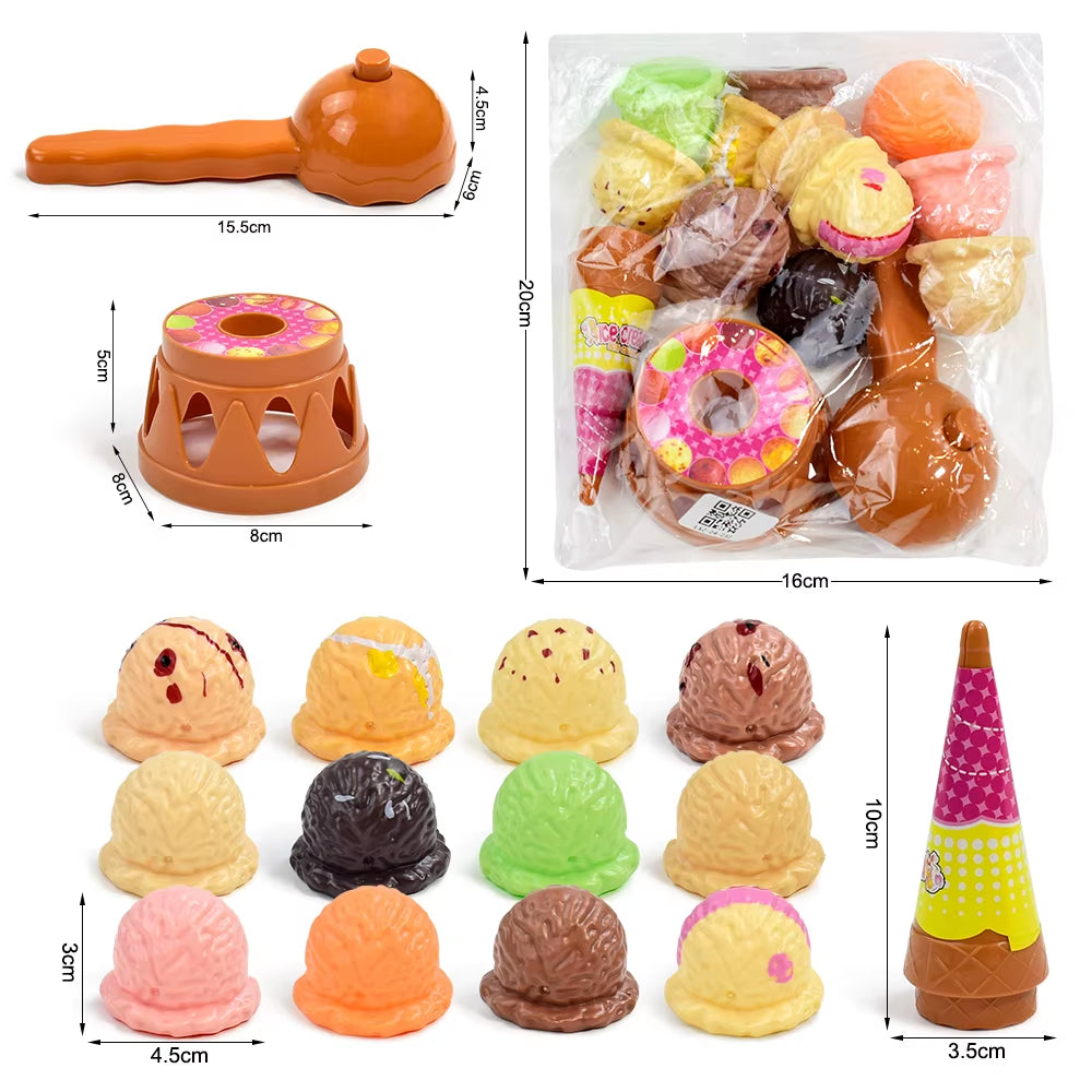 Children Simulation Food Kitchen Toy Ice Cream Stack up Play Kids Pretend Play Toys Educational Toys for Baby Gifts
