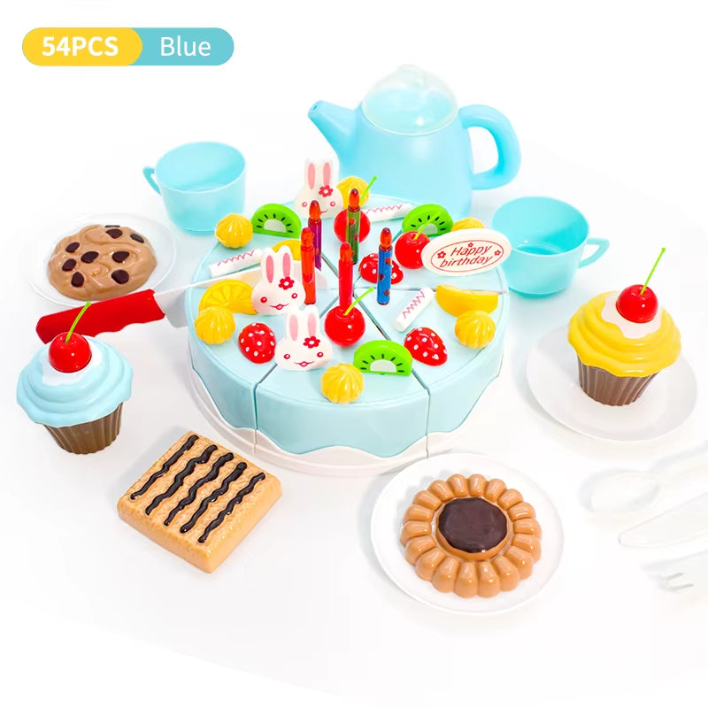 Girl Toy Cake DIY Minature Food Tea Set Simulation Pretend Play Kitchen Kid Cut Game Education Children Toys for 3 Year Birthday