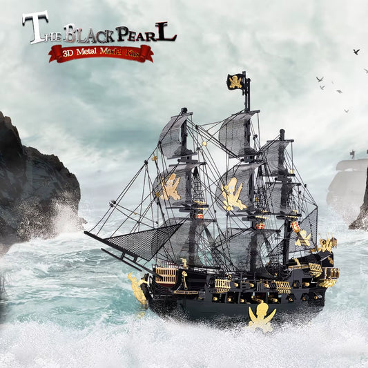 3D Metal Puzzle Building Blocks Black Pearl Model DIY Assemble Jigsaw Toy ,Christmas Birthday Gifts for Adults