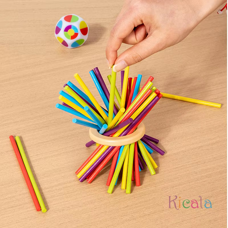 Montessori Game Wooden Stick Tower Toy with Sticks Dice Motor Skills Development Stick Counting Math Educational Toy for Kids