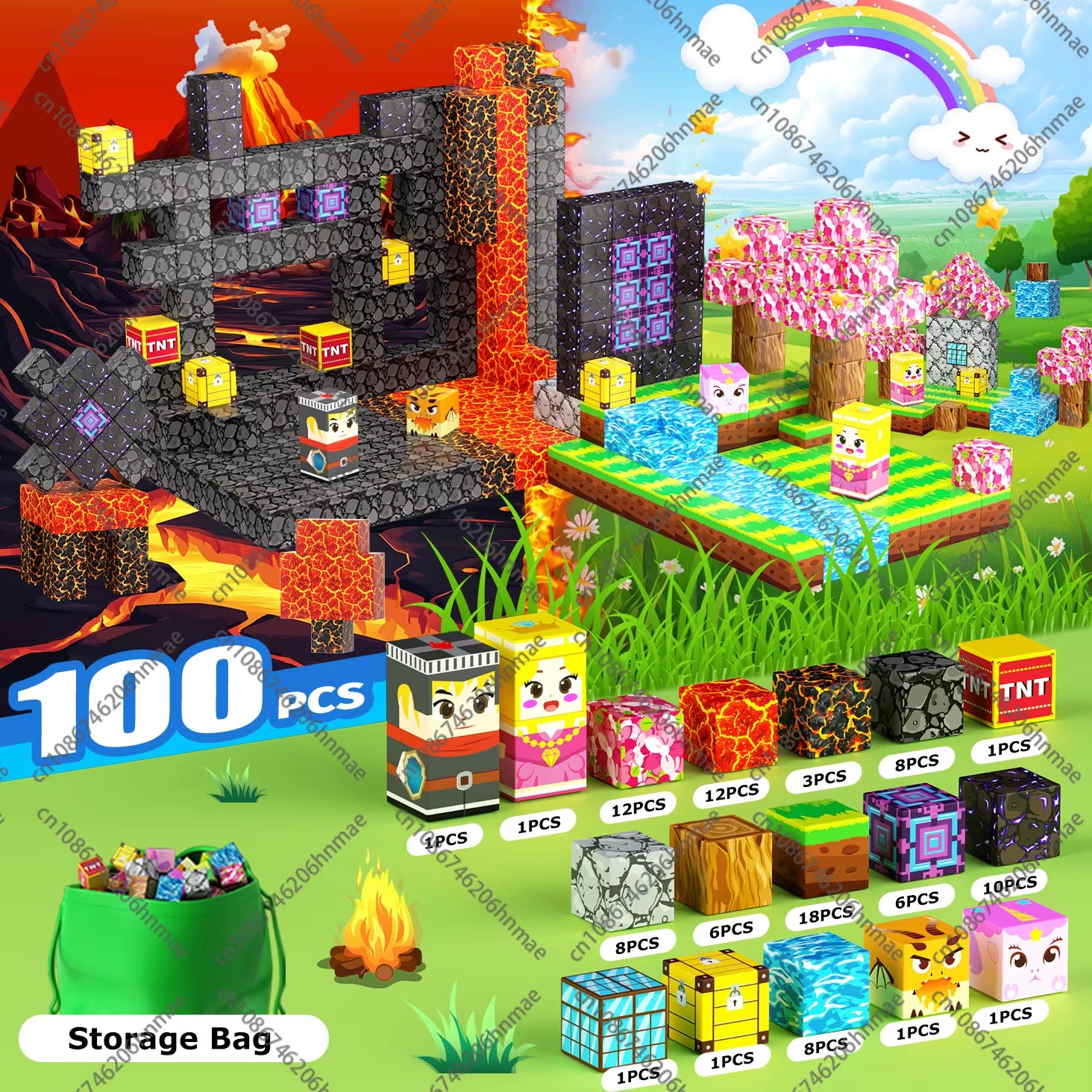 Magnetic Building Blocks Mine World Magnet Cube Set for Boy Girl Kid Age 3+ DIY Model Children Stem Montessori Sensory Toys Gift