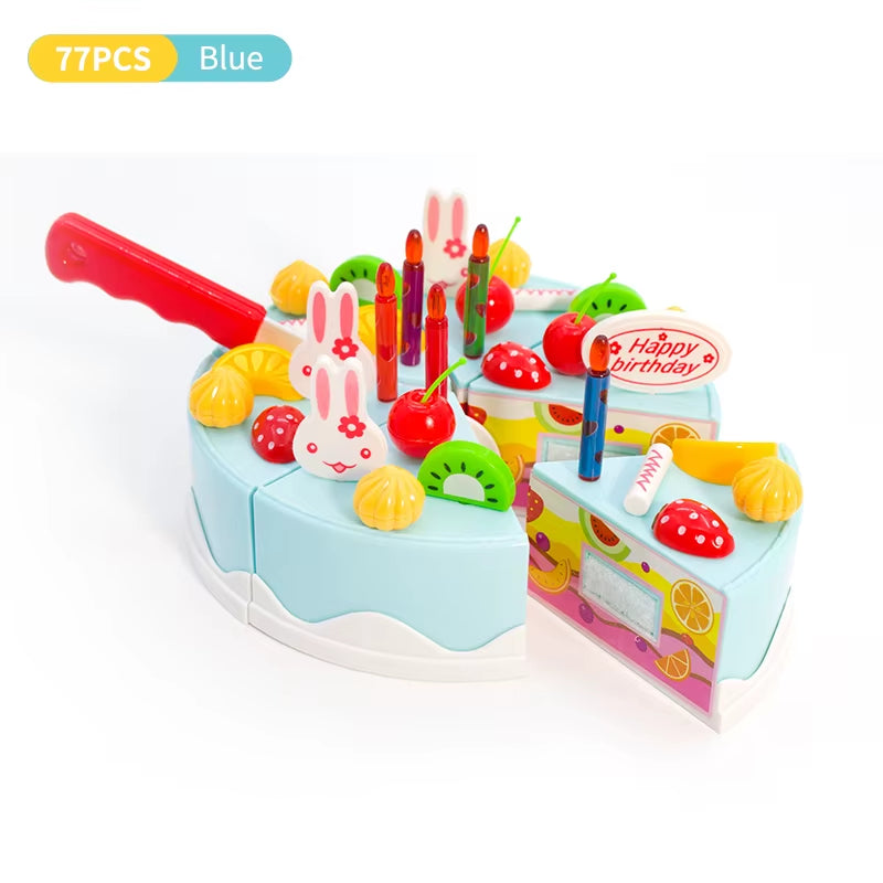 Girl Toy Cake DIY Minature Food Tea Set Simulation Pretend Play Kitchen Kid Cut Game Education Children Toys for 3 Year Birthday