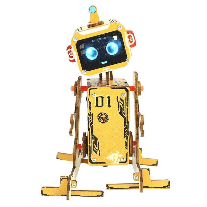 DIY Robot Science 3D Wooden Puzzles Voice Activated Robot STEM Kits Educational Building Blocks Assemble Toy for Kids Teens