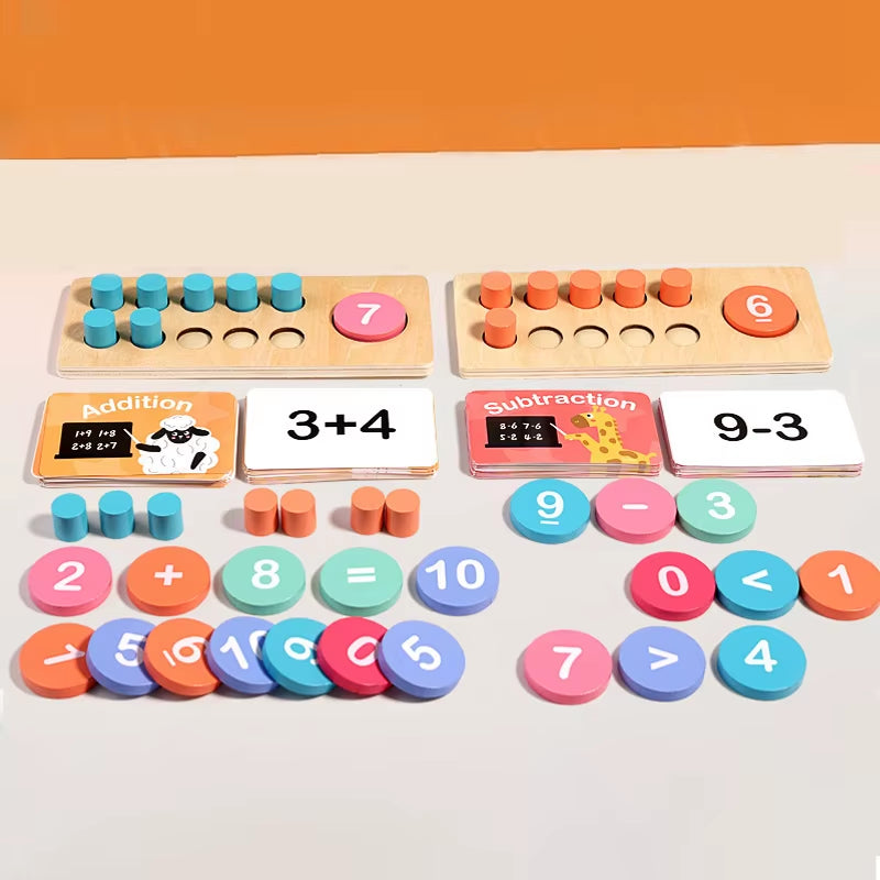 Wooden Ten Frame Sets Toy, Learning Counting and Number, Addition and Subtraction, Mathematics Learning Toy
