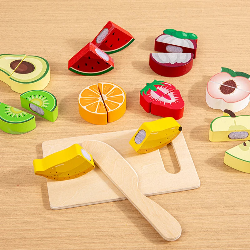 Wooden Pretend Play Simulation Food Fruits Vegetables Toys for Children Kids