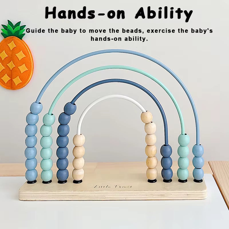 Wooden Account for Children Counting Learning Toys Numbers Arithmetic Calculation Rainbow Beads Puzzle Montessori Education Toy